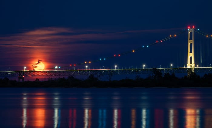 Mackinac Bridge Moonrise by David Marvin