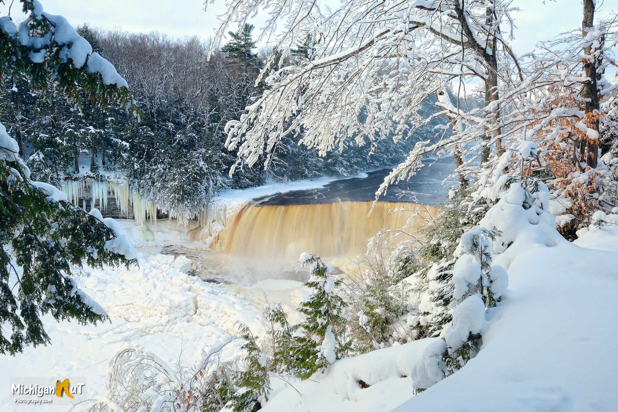 Snow Storm at Tahquamenon Falls by Michigan Nut Photography