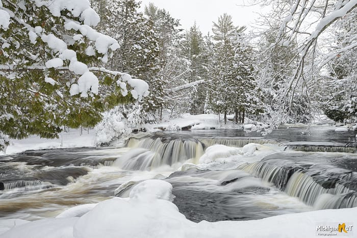 Winter at Upper Bond Falls by Michigan Nut Photography