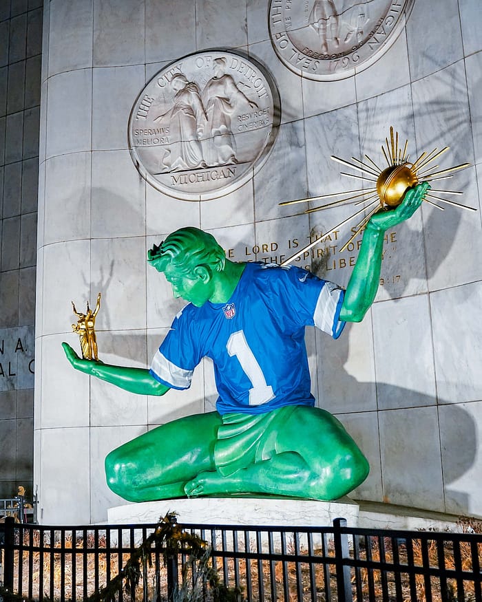 Spirit of Detroit Number One Playoff Seed Edition by Jeff Nguyen/Detroit Lions